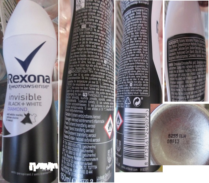 Anti-perspirant Rexona, MOTION sense, invisible, BLACK + WHITE, DIAMOND: Fotografie