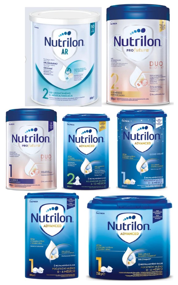 Kojenecká výživa NURILON 2 AR, NUTRILON Profutura Duobiotik 2, NUTRILON Profutura Duobiotik 1, NUTRILON Advanced 2, NUTRILON Advanced 1,  NUTRILON Advanced 1 350 g, NUTRILON Advanced Good Night 1: Fotografie