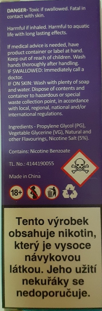 Náplň do elektronické cigarety Solo Bar, Nic Salts, e-liquid – příchuť Grape ICE: Fotografie č. 2