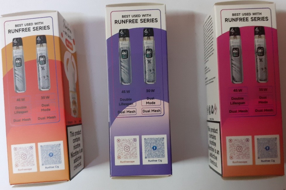 Náhradní náplň do elektronické cigarety Runfree, nic salts, 50 mg/ml, e-liquid, různé příchutě: Fotografie č. 6